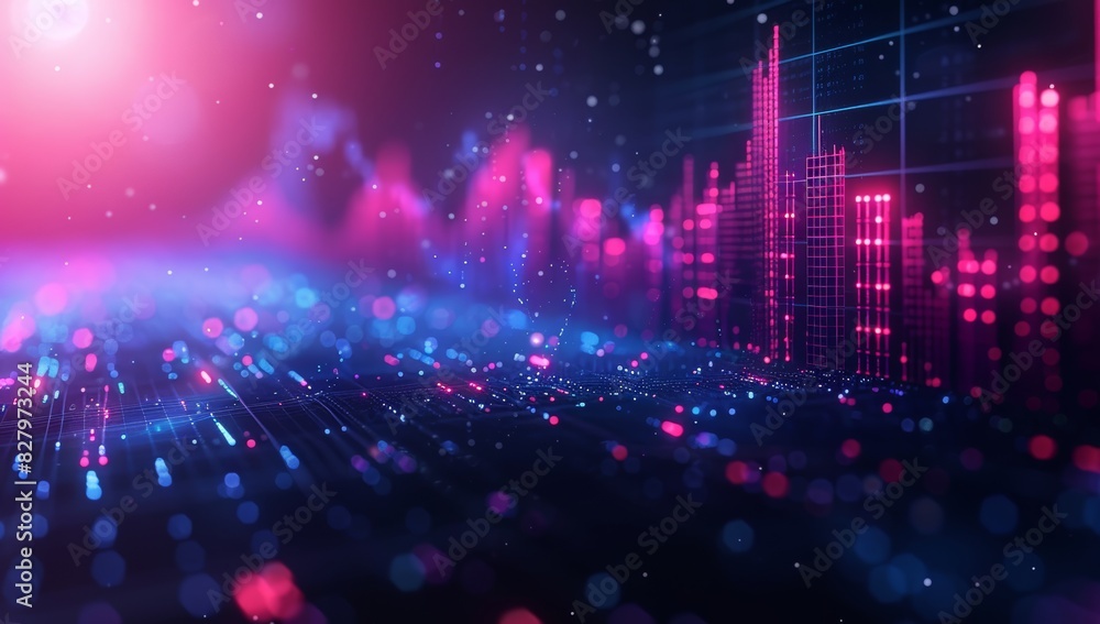 Obraz premium Technology abstract particle wave Background 