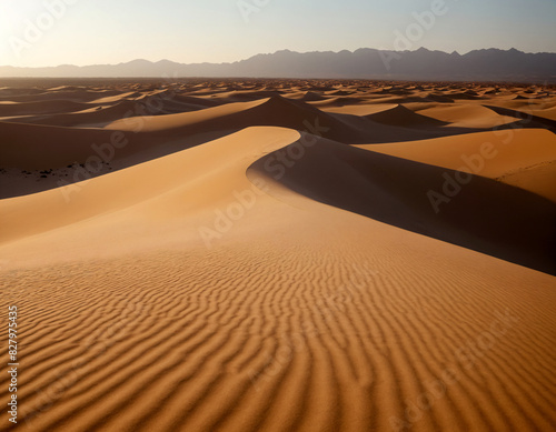 Golden desert expanse at dawn.