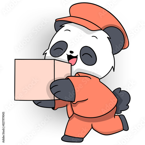 panda becomes a courier delivering packages to customers