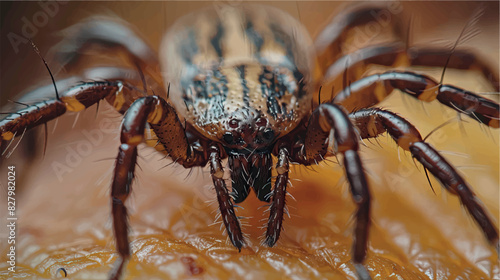 The tick is isolated. 3D illustration of a tick close up. Dangerous beetle-parasitic mite. Anti-tick product. Encephalitic tick. Illustration of a realistic isolated tick.