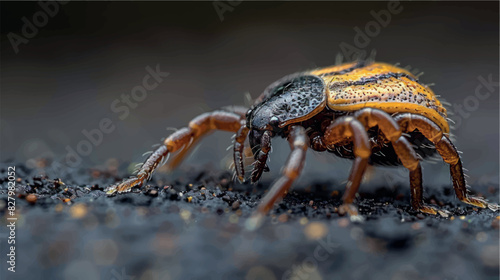 The tick is isolated. 3D illustration of a tick close up. Dangerous beetle-parasitic mite. Anti-tick product. Encephalitic tick. Illustration of a realistic isolated tick.