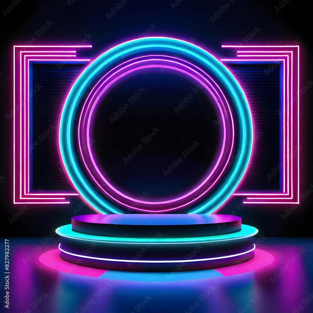 Neon background and blank for placing products