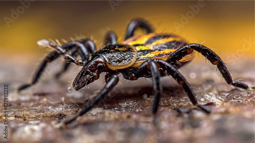 The tick is isolated. 3D illustration of a tick close up. Dangerous beetle-parasitic mite. Anti-tick product. Encephalitic tick. Illustration of a realistic isolated tick.