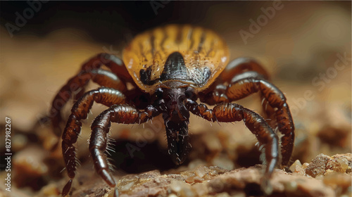 The tick is isolated. 3D illustration of a tick close up. Dangerous beetle-parasitic mite. Anti-tick product. Encephalitic tick. Illustration of a realistic isolated tick.