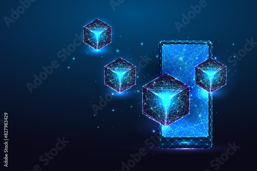 Blockchain technology, digital innovation, decentralized security futuristic concept 