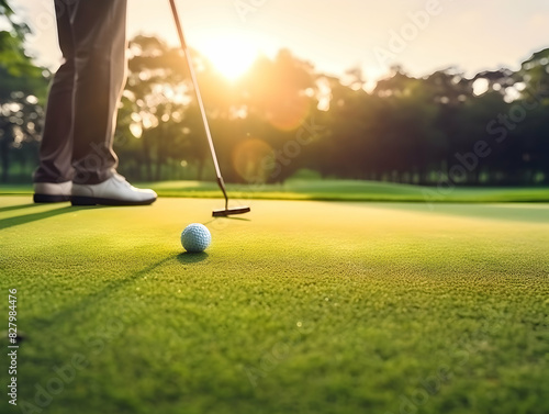 Golf Playing, Golf balls on Golf Club, Professional golf course, Golfer putting golf ball on the green golf, Golf Players Playing, Ai Generated Photo