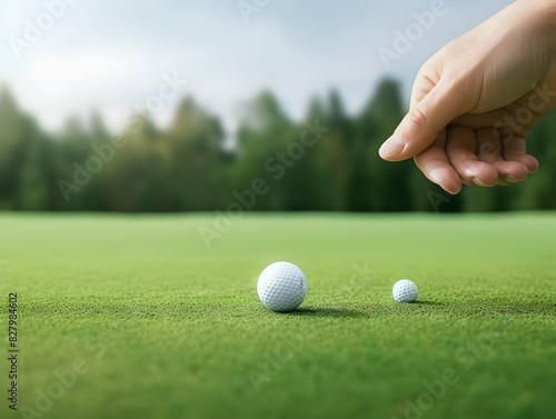 Golf Playing, Golf balls on Golf Club, Professional golf course, Golfer putting golf ball on the green golf, Golf Players Playing, Ai Generated Photo