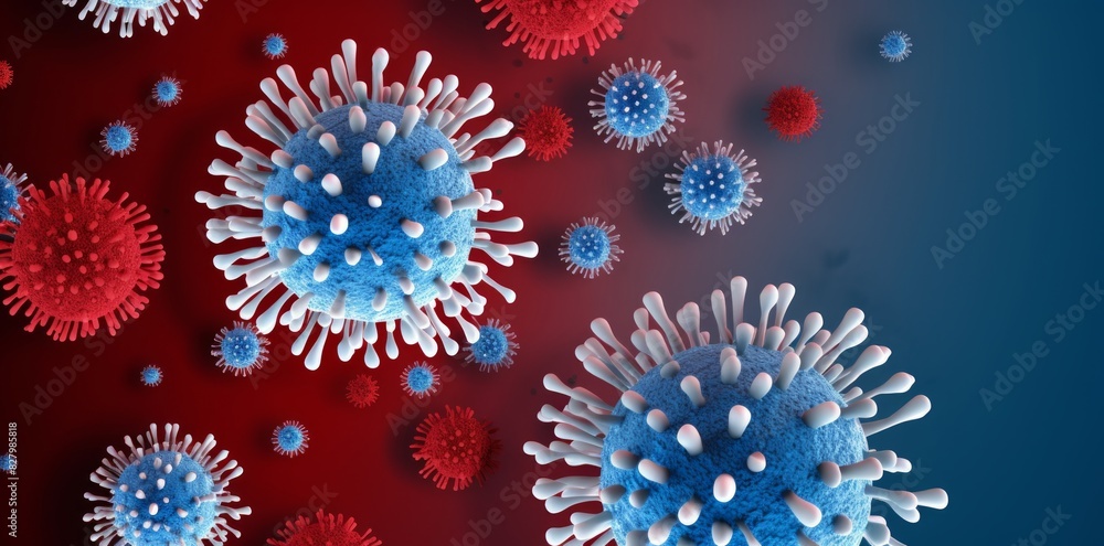 Viruses and bacteria in infected organism Pathogenic bacteria in human body. Pandemic outbreak concept. Viruses and bacteria in infected organism Pathogenic bacteria in human body. Pandemic outbreak concept.