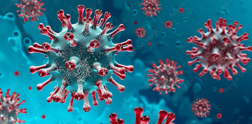 Viruses and bacteria in infected organism Pathogenic bacteria in human body. Pandemic outbreak concept. Viruses and bacteria in infected organism Pathogenic bacteria in human body. Pandemic outbreak concept.