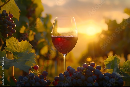 Wallpaper Mural A fresh chilled glass of ice wine overlooking a Canadian vineyard during a Summer sunset Torontodigital.ca