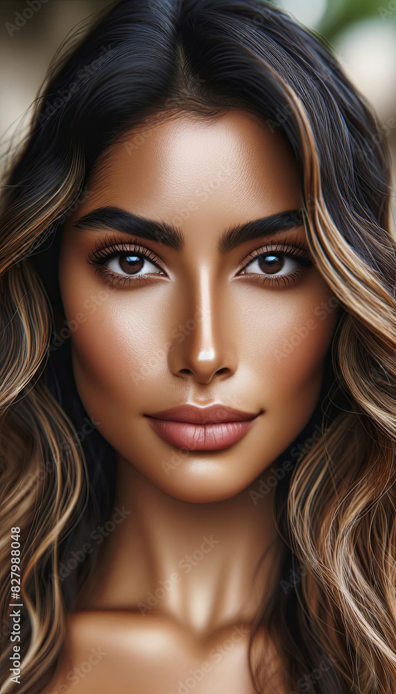 Fototapeta premium Closeup Portrait of a Beautiful Woman - Global Beauty