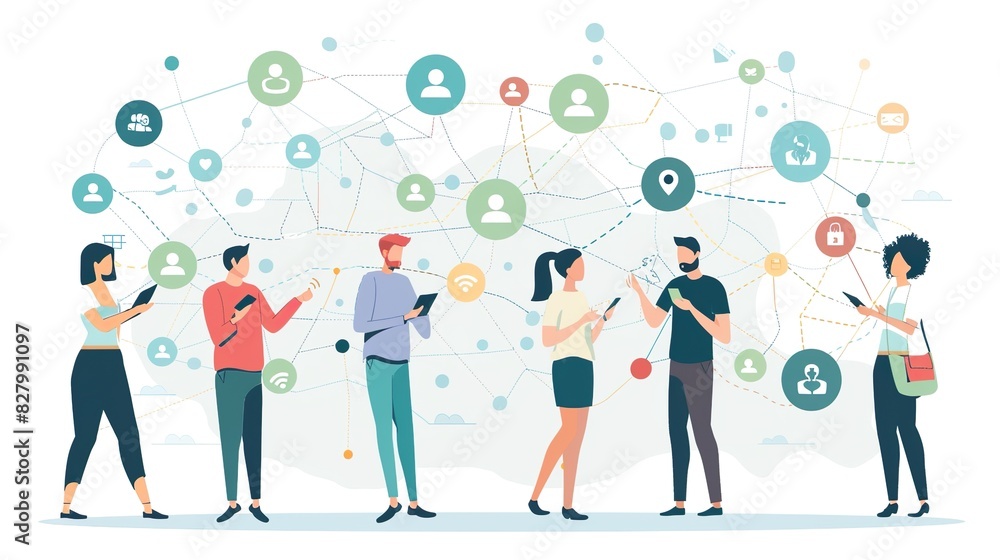 flat Vector illustration social media and digital flat Vector illustration social media and digital