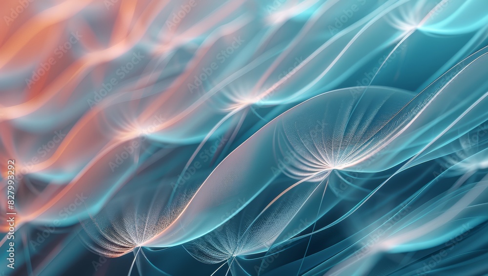Fototapeta premium Abstract wallpaper Macro Shot of Dandelion Seeds with Soft Blue Lighting for Presentation