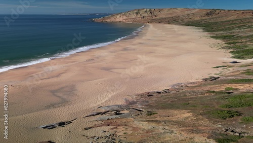Aerial view of Gralha beach in Sao Martinho do Porto, Portugal photo