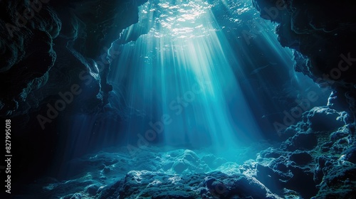 Explore the depths of the mind with a low-angle view of underwater worlds Merge psychological concepts with innovative lighting techniques to illuminate hidden truths and mysteries beneath the photo