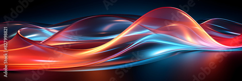 Colorful vibrant neon light stripes and dots, illuminated modern light waves, luminous lighttail stripes on a dark moody background, futuristic design, modern elegant light art