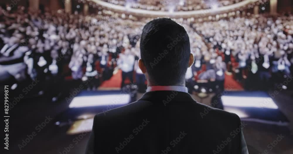 Successful Young Businessman Lecturer Speaking at Large Crowd Political Tech Corporate Summit Applause Success Charisma Financial CEO UHD 4K Successful Young Businessman Lecturer Speaking at Large Crowd Political Tech Corporate Summit Applause Success Charisma Financial CEO UHD 4K