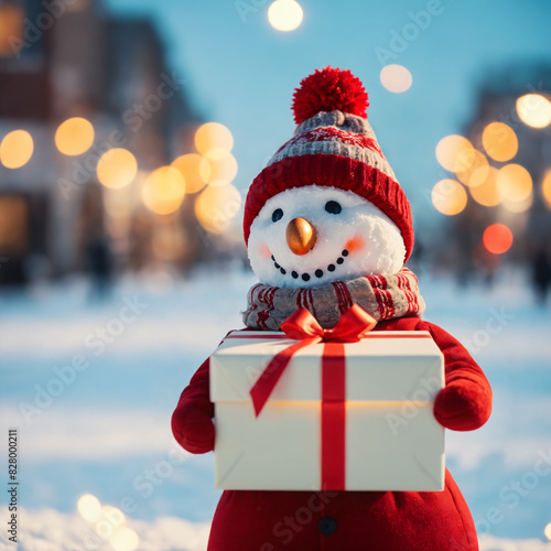 Snowman with Smiling Face a...