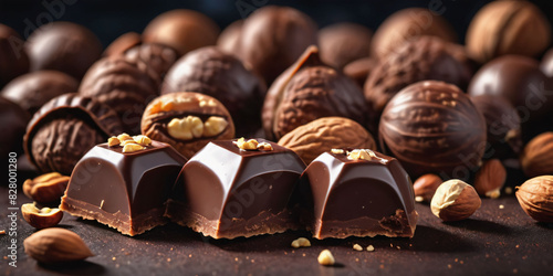 chocolate with hazelnuts photo