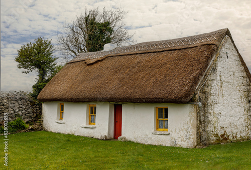Traditional Irish cottage with a thatched roof