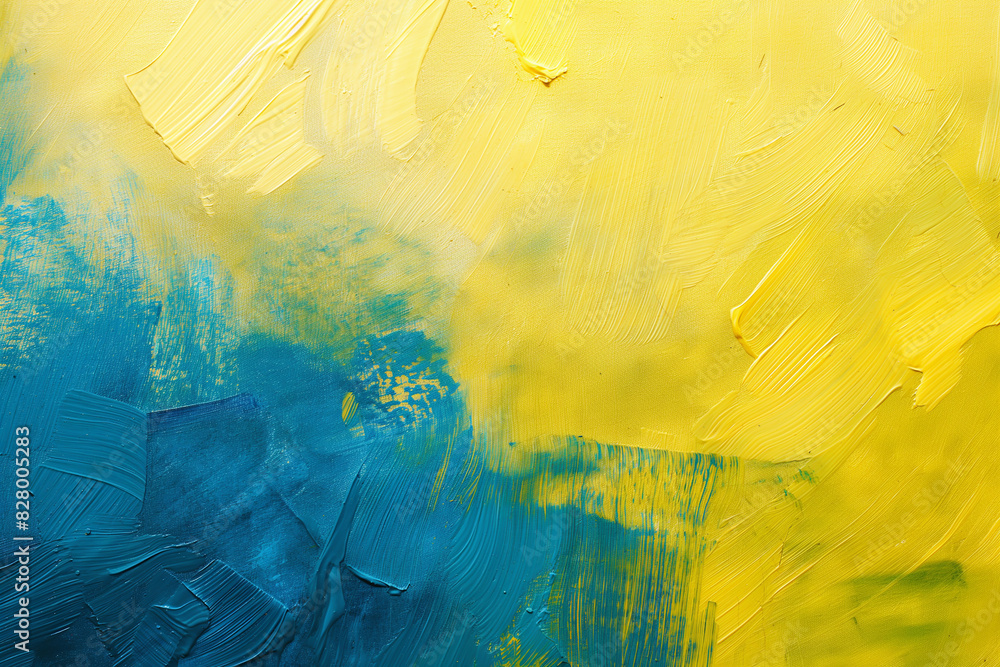 Abstract Blue and Yellow Painting Texture Background, Gold Brush ...
