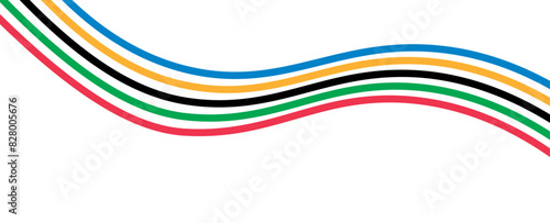 Abstract Olympic games stripes isolated on transparent background. Olympic games banner. Olympic color ring, game line, modern. poster, flyer, brochure, web. Vector illustration