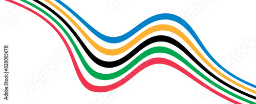 Abstract Olympic games stripes isolated on transparent background. Olympic games banner. Olympic color ring, game line, modern. poster, flyer, brochure, web. Vector illustration