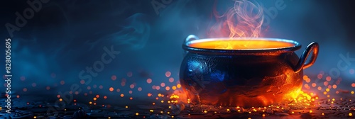 Magic potion in the cauldron. photo
