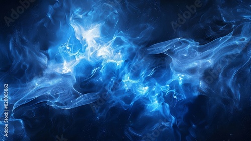 A blue and white space with a blue flame in the middle