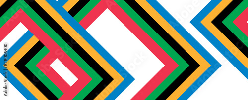 Olympic games straight lines, Olympic color ring, game line, modern, design. Banner or backdrop with colorful stripes symbol and copy space for text.  vector illustration