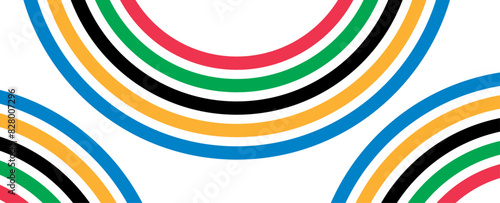 Colorful curved striped way isolated on transparent background. Olympic games banner. Olympic games straight lines, Olympic color ring, game line, modern. Vector illustration