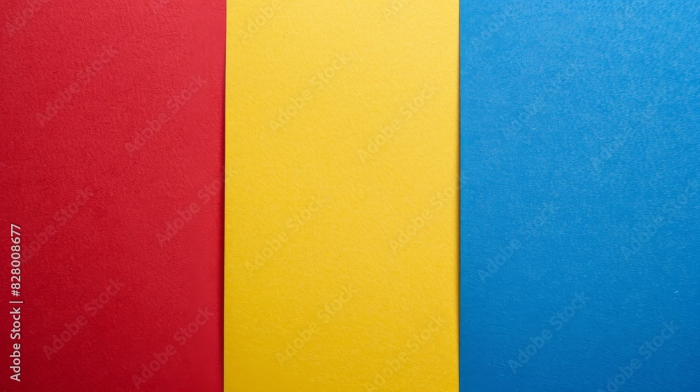 A red, yellow, and blue piece of paper with a rough texture A red, yellow, and blue piece of paper with a rough texture