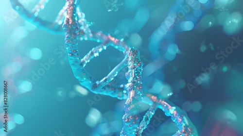 DNA strand on blue color background.