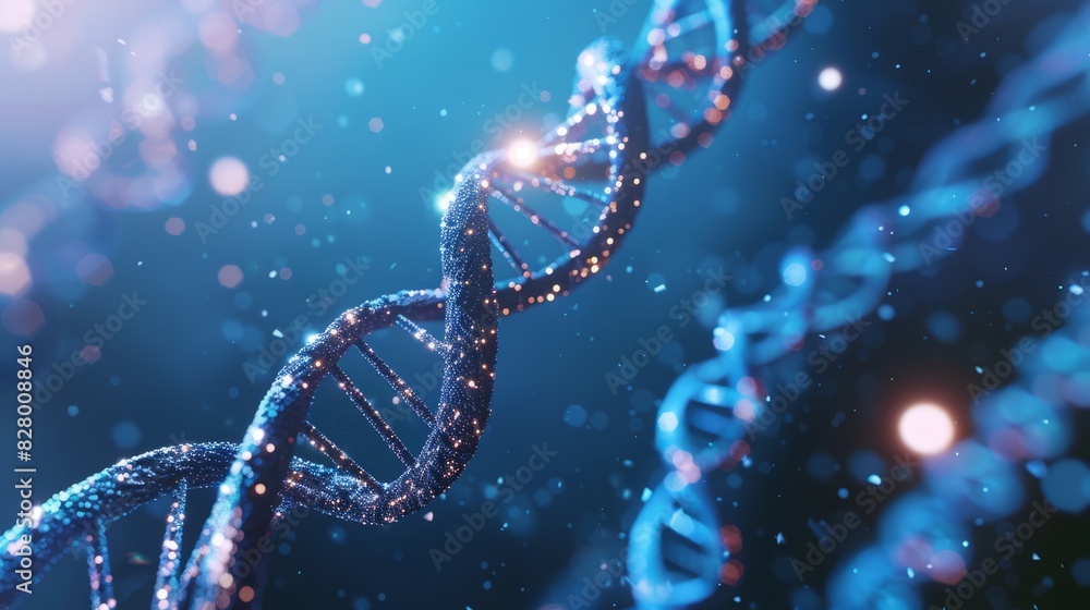 DNA strand on blue color background. DNA strand on blue color background.
