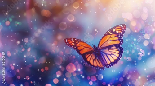the concept of fairy day, beautiful butterfly background, copy space