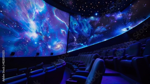 Experience the grandeur of the universe as you sit back and take in the stunning display of cosmic wonders in the digital planetarium. photo