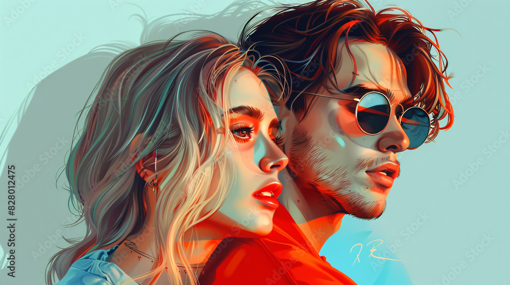 Abstract surrealistic portrait of two faces Abstract surrealistic portrait of two faces