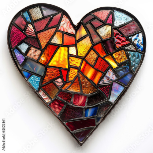 Heart Shape Made from Colorful Stained Glass