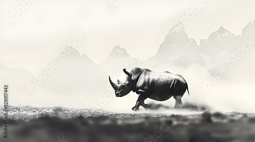 rhino on white photo