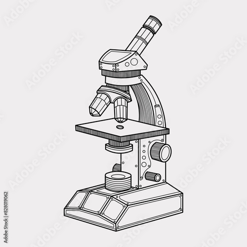 Laboratory microscope science tool vector illustration