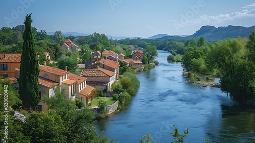 Picturesque community by the river with scenic views photo