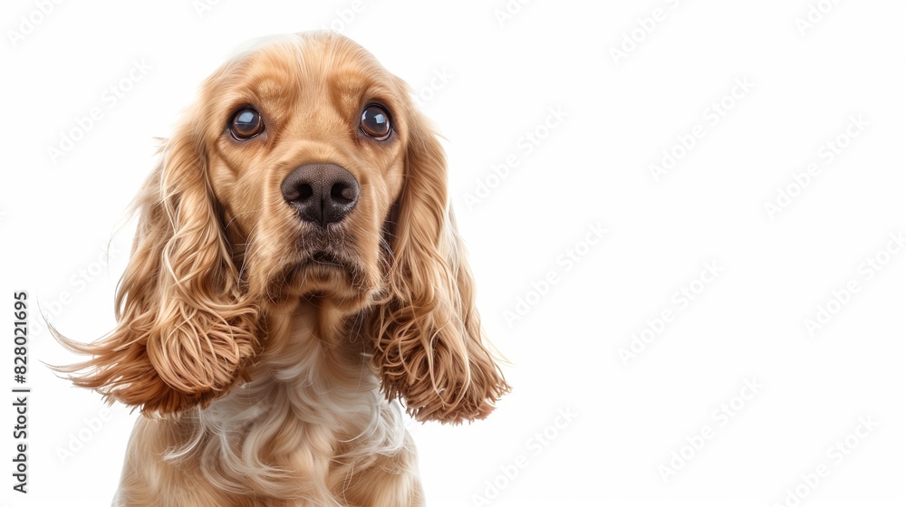 Cocker spaniel with floppy ears, isolated on solid white background Cocker spaniel with floppy ears, isolated on solid white background