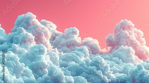 cute round tiny clouds continual tile pattern over pink flat background with no shading photo