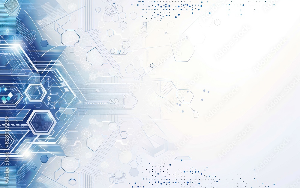 Obraz premium Abstract futuristic background with blue and white technology elements