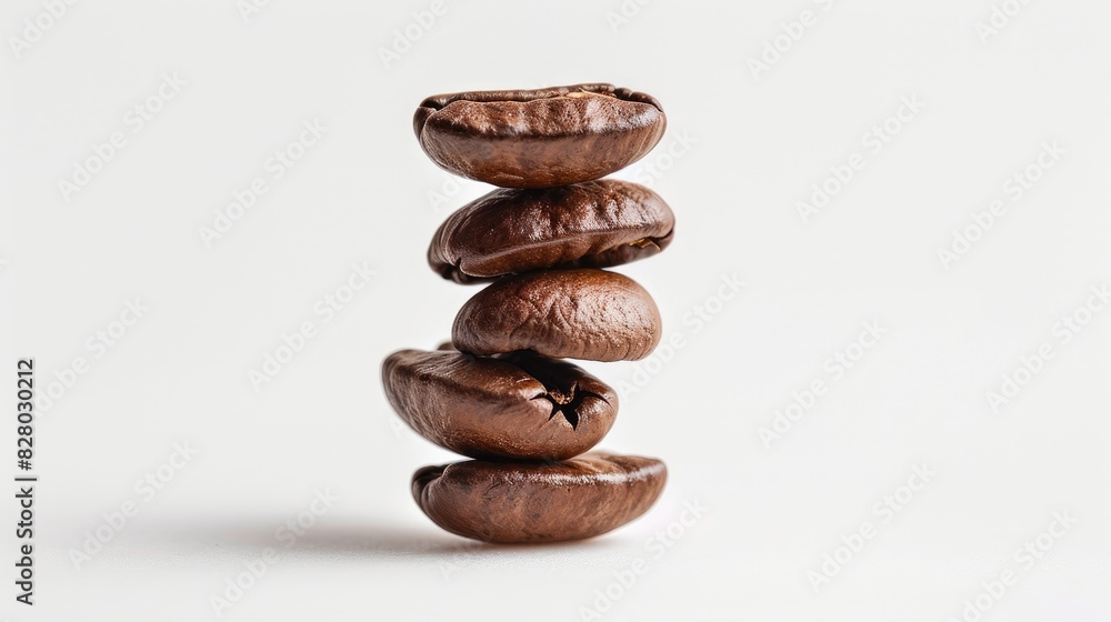 Coffee beans stacked on a white surface Coffee beans stacked on a white surface