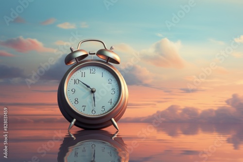 Alarm clock on sky backgrou...