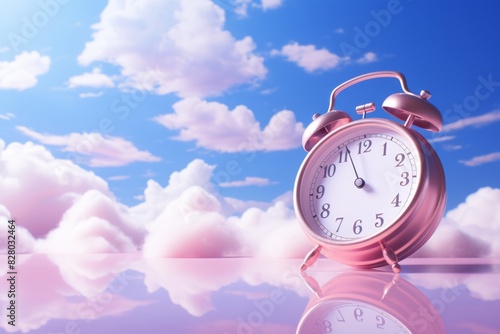 Alarm clock on sky backgrou...