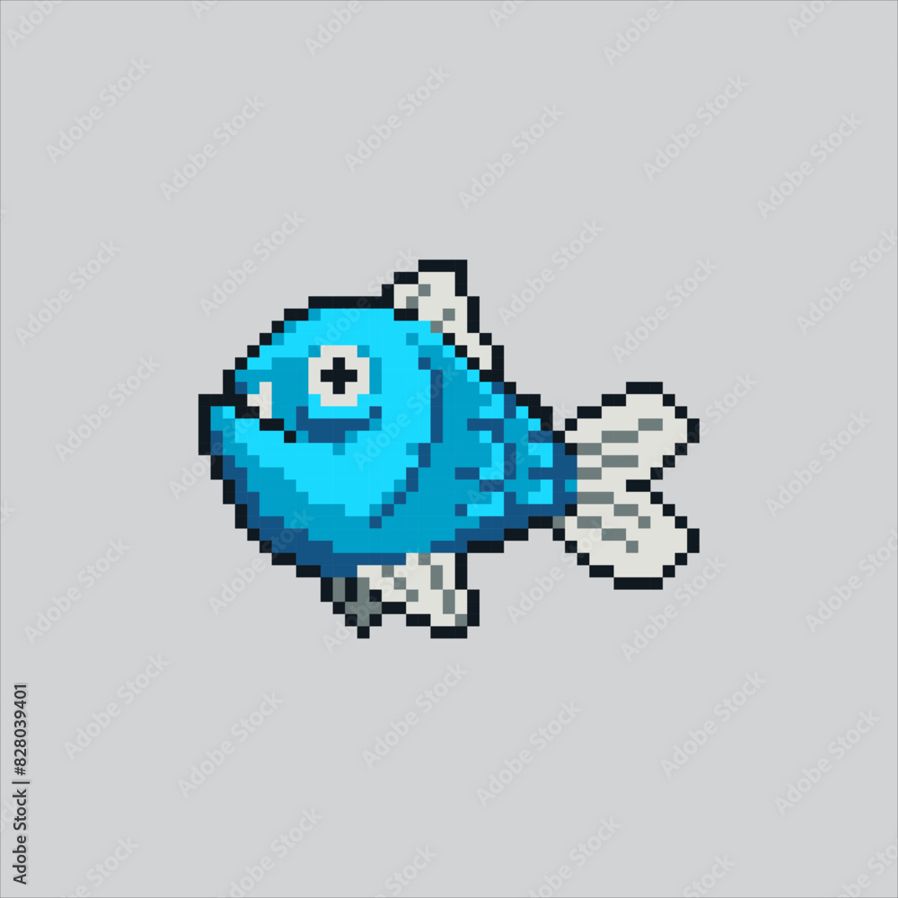Pixel art illustration Fish. Pixelated Fish Meat. Grocery Fish Meat