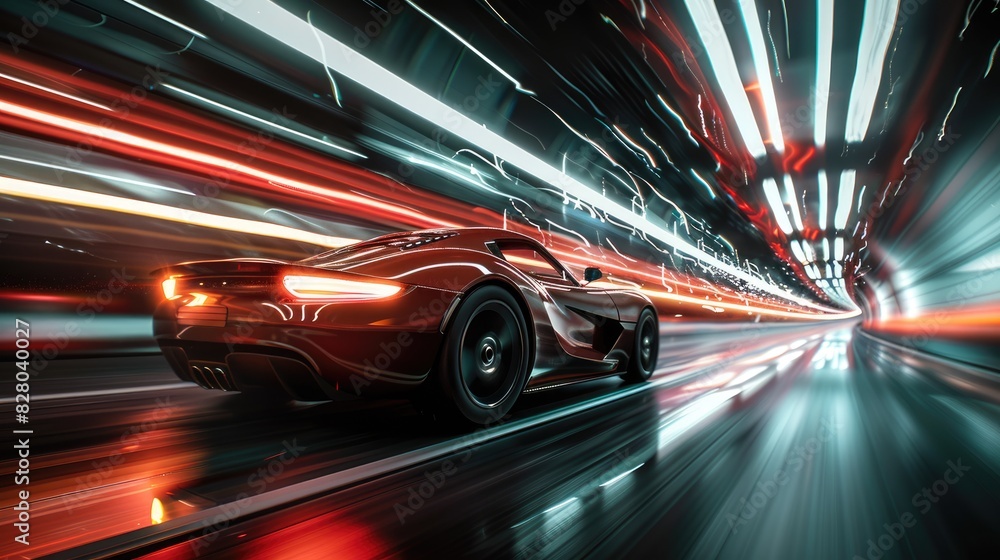 High-speed sports car: an elegant model racing down the road, showcasing cutting-edge engineering and the exhilaration of rapid acceleration. High-speed sports car: an elegant model racing down the road, showcasing cutting-edge engineering and the exhilaration of rapid acceleration.