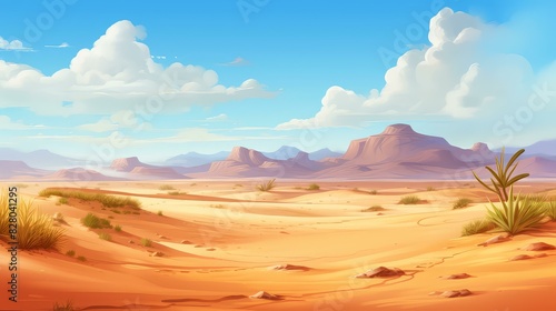 Whimsical desert scene in chibi style with vibrant colors and stylized painting techniques for a playful and unique look. © CrazyJuke